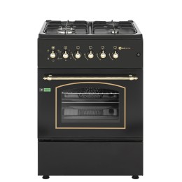 SOLTHERMIC® COCINA F6S40E5RB GAS NEGRA RÚSTICA 60X60 CON HORNO ELÉCTRICO