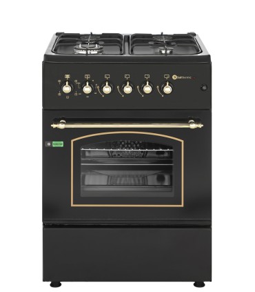 SOLTHERMIC® 60X60 RUSTIQUE NOIR F6S40E5RB CUISINIÈRE À GAZ F6S40E5RB AVEC FOUR ÉLECTRIQUE