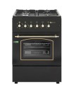 SOLTHERMIC® COCINA F6S40E5RB GAS NEGRA RÚSTICA 60X60 CON HORNO ELÉCTRICO