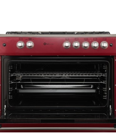 SOLTHERMIC® CUISINE F9L50G2RED GAZ ROUGE BORDEAUX STYLE RÉTRO 90X60 AVEC FOUR PANORAMIQUE