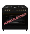 SOLTHERMIC® FOGÃO A GÁS PRETO RÚSTICO 90X60 FORNO PANORÂMICO ELÉCTRICO