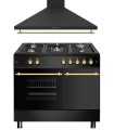 SOLTHERMIC® COMBO PACK COCINA GAS F9LT50G2 PORTABOMBONA NEGRA RÚSTICA + CAMPANA DECORATIVA H90PR