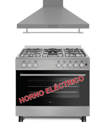 SOLTHERMIC® COZINHA COMBO PACK F9L50E5I FORNO ELÉCTRICO PANORÂMICO EM AÇO INOXIDÁVEL + EXAUSTOR 90 INOX