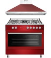 SOLTHERMIC® COMBO PACK COCINA F9L50G2R HORNO PANORAMICO + CAMPANA DECORATIVA 8924 ROJA 90