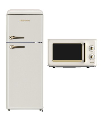 SOLTHERMIC® COMBO PACK RÉFRIGÉRATEUR RETRO 1,47 F2PR147C CRÈME + MICRO-ONDES RUSTICO CRÈME