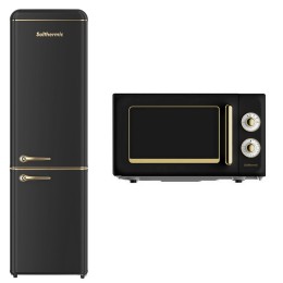 SOLTHERMIC® COMBO PACK FRIGO-COMBI RETRO 1,88 FCR188N PRETO + FORNO MICROONDAS RUSTICO PRETO PRETO