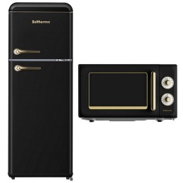 SOLTHERMIC® COMBO PACK FRIGORÍFICO RETRO 1,47 F2PR147N PRETO + FORNO MICROONDAS RÚSTICO PRETO PRETO