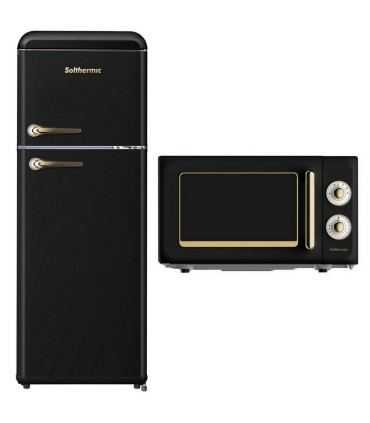 SOLTHERMIC® COMBO PACK FRIGORIFICO RETRO 1,47 F2PR147N NEGRO + MICROONDAS RUSTICO NEGRO