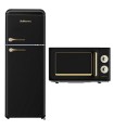 SOLTHERMIC® COMBO PACK FRIGORÍFICO RETRO 1,47 F2PR147N PRETO + FORNO MICROONDAS RÚSTICO PRETO PRETO