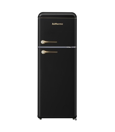 SOLTHERMIC® COMBO PACK RETRO FRIDGE 1,47 F2PR147N BLACK + BLACK RUSTIC MICROWAVE OVEN BLACK