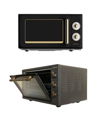 SOLTHERMIC® COMBO PACK HORNO DE SOBREMESA NEGRO + MICROONDAS RUSTICO NEGRO