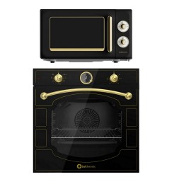 SOLTHERMIC® COMBO PACK HORNO ELÉCTRICO QR GAP NEGRO RÚSTICO + MICROONDAS RUSTICO NEGRO