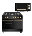 SOLTHERMIC® COMBO PACK COCINA F9LT50G2-RB GAS NEGRO RÚSTICO 90X60 PORTABOMBONA + MICROONDAS RUSTICO NEGRO