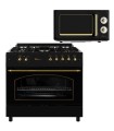 SOLTHERMIC® COMBO PACK COCINA F9L50G2RB GAS NEGRA RÚSTICA 90X60 HORNO PANORÁMICO + MICROONDAS RUSTICO NEGRO