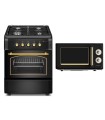 SOLTHERMIC® COMBO PACK F6S40G2RB FOGÃO A GÁS RÚSTICO PRETO 60X60 + FORNO MICROONDAS RÚSTICO PRETO