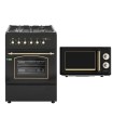 SOLTHERMIC® COMBO PACK COCINA F6S40E5RB GAS NEGRA RÚSTICA 60X60 CON HORNO ELÉCTRICO + MICROONDAS RUSTICO NEGRO