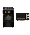 SOLTHERMIC® COMBO PACK COCINA F5S40G2RB GAS NEGRA RÚSTICA 50X55 + MICROONDAS RUSTICO NEGRO