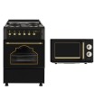 SOLTHERMIC® COMBO PACK COCINA F5S04E3RB ELÉCTRICA NEGRA NEGRA RÚSTICA 50X55 + MICROONDAS RUSTICO NEGRO