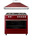 SOLTHERMIC® COMBO PACK COCINA F9L50G2R HORNO PANORAMICO + CAMPANA DECORATIVA 8924 ROJA 90
