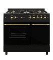 SOLTHERMIC® COMBO PACK COCINA GAS NEGRO RÚSTICO 90X60 PORTABOMBONA + CAMPANA DE 90 + FRIGO-COMBI RETRO 1,88