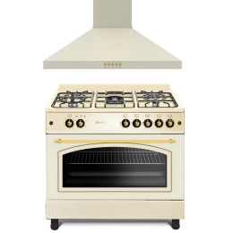 SOLTHERMIC® COMBO PACK FOGÃO A GÁS CREME RÚSTICO 90X60 + EXAUSTOR CREME 90