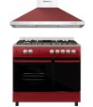 SOLTHERMIC® COMBO PACK COCINA GAS ROJA PORTABOMBONA F9LT50G2 Y CAMPANA DECORATIVA 8924 ROJA 90
