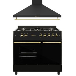 GAZINIÈRE F9LT50G2 NOIR RUSTIQUE GAZINIÈRE + HOTTE DÉCORATIVE H90PR