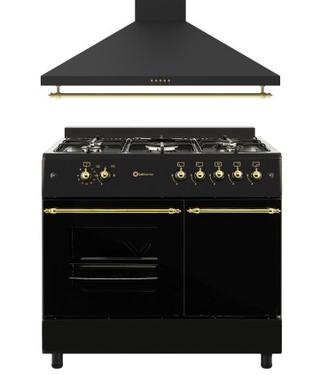 GAZINIÈRE F9LT50G2 NOIR RUSTIQUE GAZINIÈRE + HOTTE DÉCORATIVE H90PR