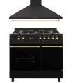 SOLTHERMIC® COMBO PACK FOGÃO A GÁS F9LT50G2 PRETO RÚSTICO FOGÃO A GÁS + EXAUSTOR DECORATIVO H90PR