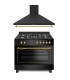 SOLTHERMIC® COMBO PACK FOGÃO A GÁS F9L50G2RB COM FORNO PANORÂMICO PRETO RÚSTICO + EXAUSTOR DECORATIVO H90PR