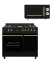 SOLTHERMIC® COMBO PACK PACK CUISINE F9LT50G2-RB NOIR RUSTIQUE GAZ 90X60 PLAQUE DE CUISSON GAZ + MICRO-ONDES NOIR RUSTIQUE