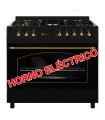 SOLTHERMIC® FOGÃO A GÁS PRETO RÚSTICO 90X60 FORNO PANORÂMICO ELÉCTRICO