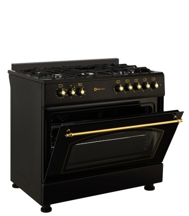 SOLTHERMIC® F9L50E5RB RUSTIC BLACK GAS COOKER 90X60 ELECTRIC PANORAMIC OVEN