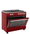 SOLTHERMIC® COZINHA F9L50G2RED GÁS VERMELHO BORGONHA ESTILO RETRO 90X60 COM FORNO PANORÂMICO