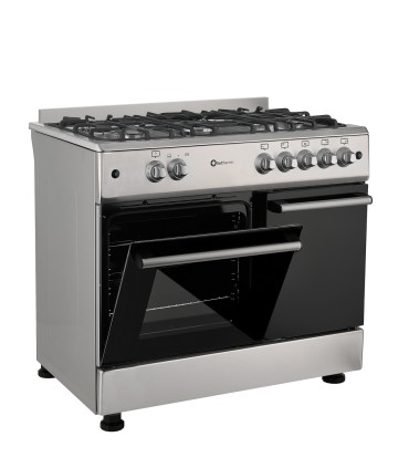 SOLTHERMIC® F9LT50G2I CUISINIÈRE À GAZ EN ACIER INOXYDABLE 90X60 SUPPORT DE BOUTEILLE DE GAZ