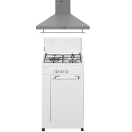 SOLTHERMIC® COMBO PACK COCINA HORNILLO GAS BLANCA PORTABOMBONA 50X50 + CAMPANA DECORATIVA H60P-INOX