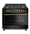 SOLTHERMIC® F9L50G2RB CUISINIÈRE À GAZ NOIR RUSTIQUE 90X60 FOUR PANORAMIQUE