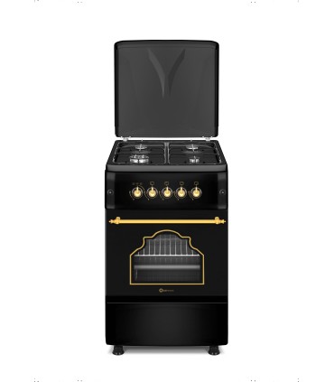 SOLTHERMIC® F5S40G2RB CUISINIÈRE À GAZ NOIR RUSTIQUE 50X55
