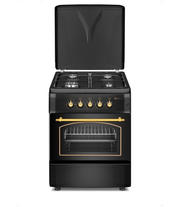 SOLTHERMIC® F6S40G2RB FOGÃO A GÁS PRETO RÚSTICO 60X60