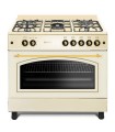 [REACONDICIONADO] SOLTHERMIC® COCINA GAS CREMA RÚSTICA 90X60 HORNO PANORÁMICO F9L50G2-C