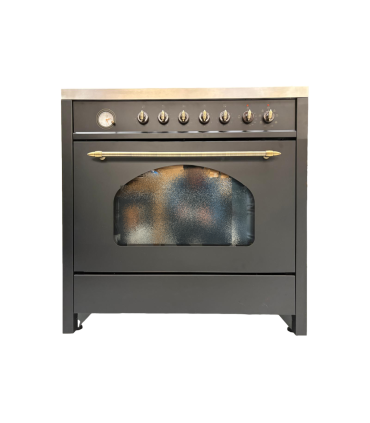 SOLTHERMIC® COMBO PACK CUISINIÈRE 90X60 VTI90ANEGRA FOUR À INDUCTION + HOTTE 90 NOIR RUSTIQUE