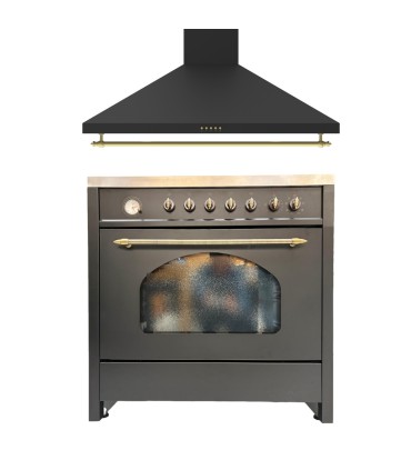 SOLTHERMIC® COMBO PACK FOGÃO 90X60 VTI90ANEGRA FORNO DE INDUÇÃO + EXAUSTOR 90 PRETO RÚSTICO