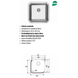 FREGADERO CATA CB4040 B/ENCIMERA    5012