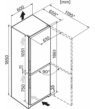 MIELE FRIGO-COMBI 1,86 D KFN28133DWS