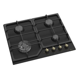 SOLTHERMIC® SA022W BLACK GAS HOB AVEC COMMANDES PLAQUÉES OR