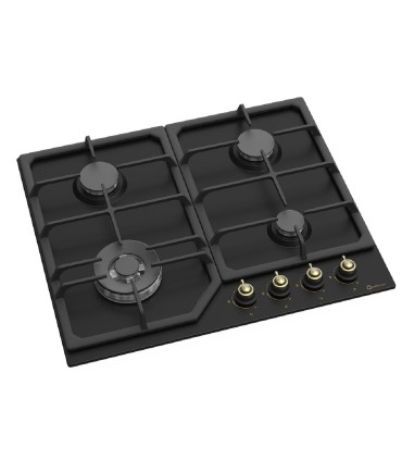 SOLTHERMIC® SA022W BLACK GAS HOB AVEC COMMANDES PLAQUÉES OR