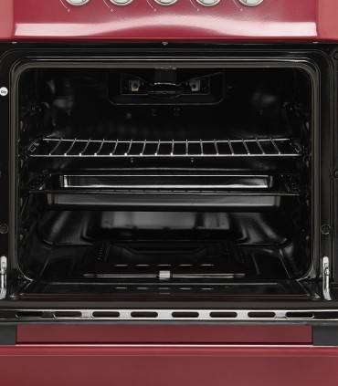 PACK  SOLTHERMIC 90 CM ROJO COCINA PORTABOMBONA Y CAMPANA (HORNO A GAS 64L), 5 QUEMADORES