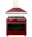 SOLTHERMIC® COZINHA COMBO PACK F9L50G2R FORNO PANORÂMICO + EXAUSTOR DECORATIVO 8924 VERMELHO 90