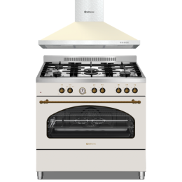PACK COCINA PROFESIONAL Y CAMPANA CREMA