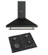 KIT - PACK7 CUISINE NOIRE FINITION OR RUSTIQUE (hotte aspirante 60 + plaque de cuisson au gaz)